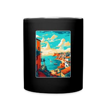 Lagos Portugal Vintage Travel Poster Souvenir WPA - Full Colour Mug - black - Front