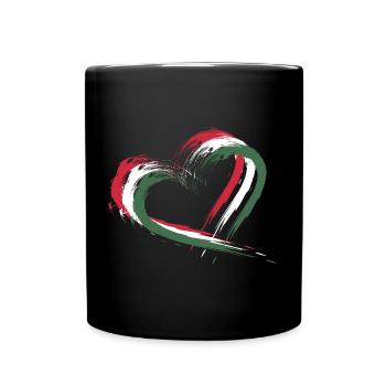 Herz Bürste Flagge Ungarns - Tasse einfarbig - Schwarz - Vorne