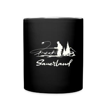 Sauerland Fliegenfischen - Tasse einfarbig - Schwarz - Vorne