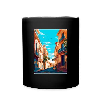 Valencia Spanien Vintage Reiseplakat Souvenir WPA - Tasse einfarbig - Schwarz - Vorne