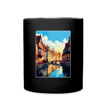 Colmar France Vintage Travel Poster WPA Souvenir - Full Colour Mug - black - Front