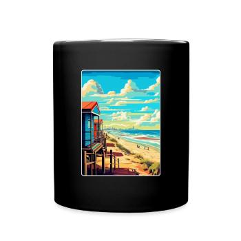 Zandvoort Pays-Bas Affiche de voyage vintage WPA - Mug uni - noir - Devant