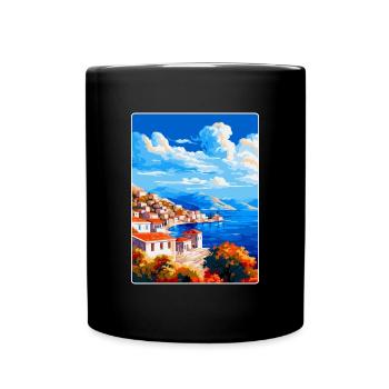 Hydra Grèce Vintage Voyage Poster WPA Souvenir - Mug uni - noir - Devant