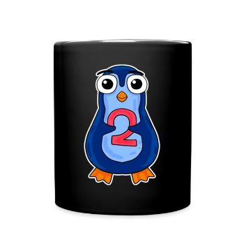 penguin 2 jahre alt - Zwei - Nummer 2 - 2 Klasse - Tasse einfarbig - Schwarz - Vorne