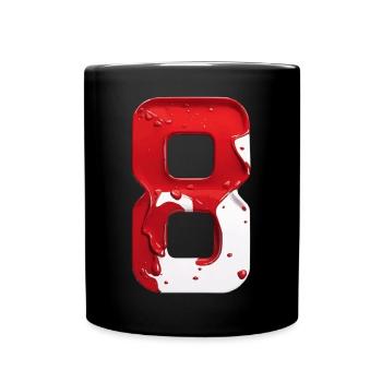 NR. 8 NUMMER 8 ROT WEIß 8. GEBURTSTAG - Tasse einfarbig - Schwarz - Vorne