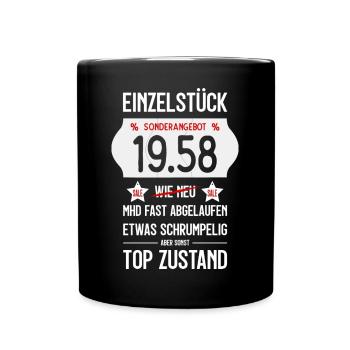 68. GEBURTSTAG 1958 EINZELSTÜCK PREISSCHILD - Tasse einfarbig - Schwarz - Vorne