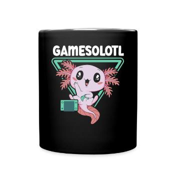 Gamesolotl Videospiel Axolotl Wassertier Gamer - Tasse einfarbig - Schwarz - Vorne