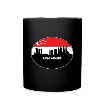 Singapur Singapur-Flaggen-Skyline-Schattenbild-Reise - Tasse einfarbig - Schwarz - Vorne