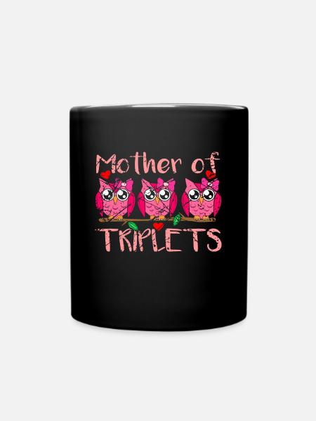 Mutter Drillinge Geschenk - Tasse einfarbig - Schwarz