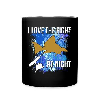 Waller catfish silhouette canne à pêche et éclaboussures de couleur - Mug uni - noir - Devant