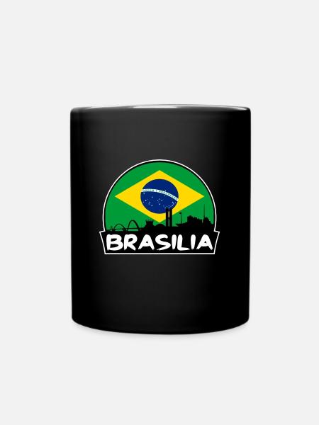Brasilia Brasilien Flagge Skyline Silhouette Reisen - Tasse einfarbig - Schwarz