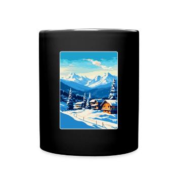 Kitzbuhel Austria Vintage Travel Poster Souvenir - Full Colour Mug - black - Front