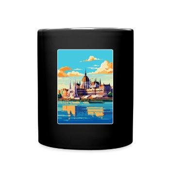 Budapest Ungarn Vintage Reiseplakat Souvenir - Tasse einfarbig - Schwarz - Vorne