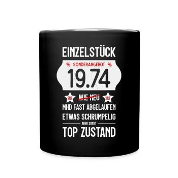 52. GEBURTSTAG 1974 EINZELSTÜCK PREISSCHILD - Tasse einfarbig - Schwarz - Vorne