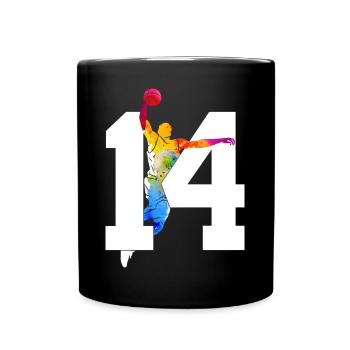 NUMMER 14 BASKETBALL 14. GEBURTSTAG - Tasse einfarbig - Schwarz - Vorne