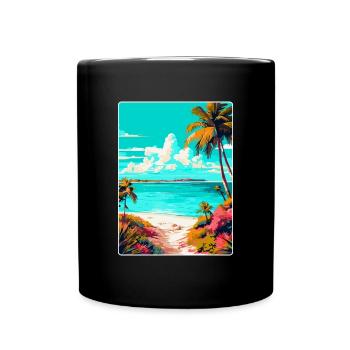 Turks Caicos Islands Caribbean Travel Poster WPA - Full Colour Mug - black - Front
