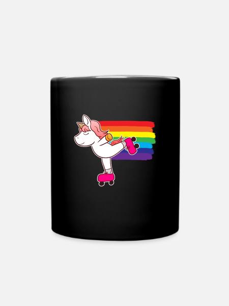 Roller Skating Einhorn Rollschuh - Tasse einfarbig - Schwarz