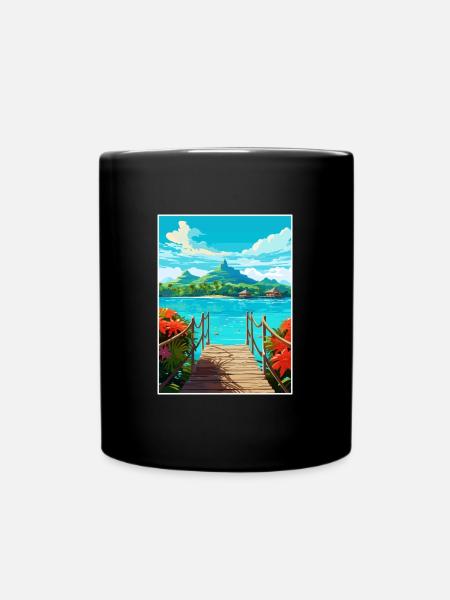 Bora Französisch-Polynesien Vintage Reiseposter WPA - Tasse einfarbig - Schwarz