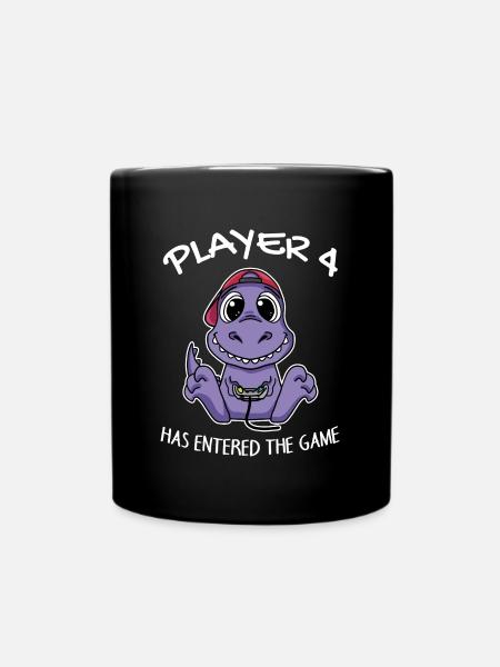 Viertes Baby Spieler 4 Kind Baby Dinosaurier - Tasse einfarbig - Schwarz