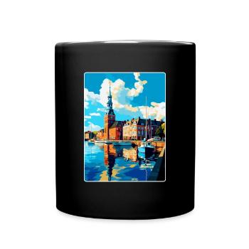 Helsingborg Sweden Vintage Travel Poster Souvenir - Full Colour Mug - black - Front