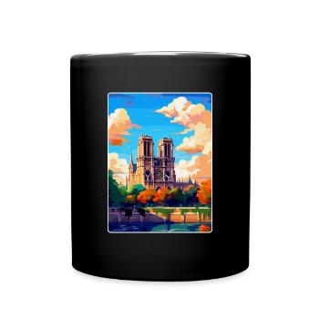 Notre Dame France Vintage Travel Poster Souvenir - Full Colour Mug - black - Front