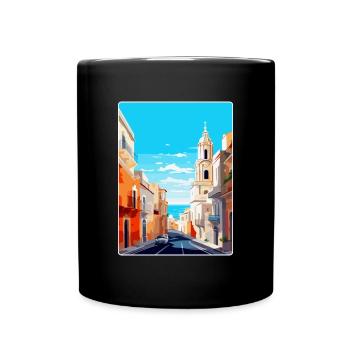 Cadix Espagne Affiche de voyage vintage WPA Art Souvenir - Mug uni - noir - Devant