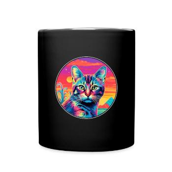 Pixie Bob Katzenrasse Aquarell Cartoon Kawaii Haustier - Tasse einfarbig - Schwarz - Vorne