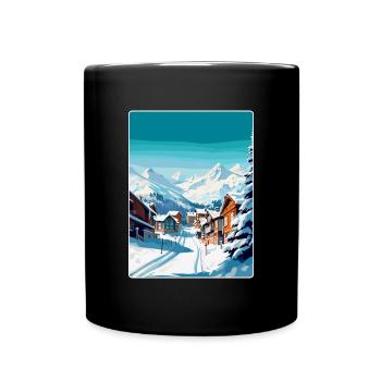 Val Thorens France Affiche de voyage vintage Souvenir - Mug uni - noir - Devant