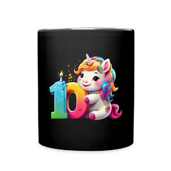NUMMER 10 JAHRE EINHORN 10. GEBURTSTAG - Tasse einfarbig - Schwarz - Vorne
