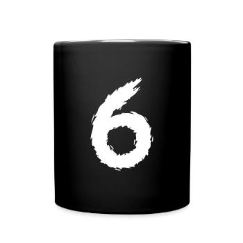 Zahl 6 - Tasse einfarbig - Schwarz - Vorne