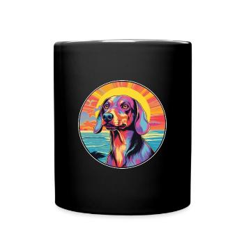 Lettische Jagdhundrasse Bunte Karikatur Watercolo - Tasse einfarbig - Schwarz - Vorne