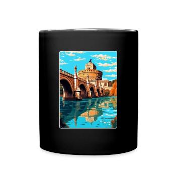 St. Angelo Brücke Italien Vintage Reiseplakat WPA - Tasse einfarbig - Schwarz - Vorne