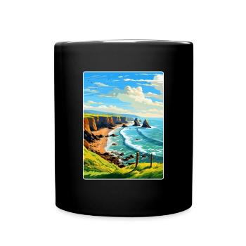 Hartland Quay Devon Vintage Travel Poster Souvenir - Full Colour Mug - black - Front