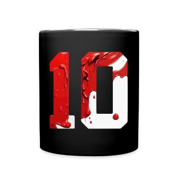 NR. 10 NUMMER 10 ROT WEIß 10. GEBURTSTAG - Tasse einfarbig - Schwarz - Vorne