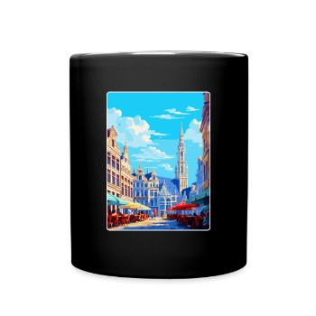Bruxelles Belgique Poster de voyage vintage souvenir - Mug uni - noir - Devant