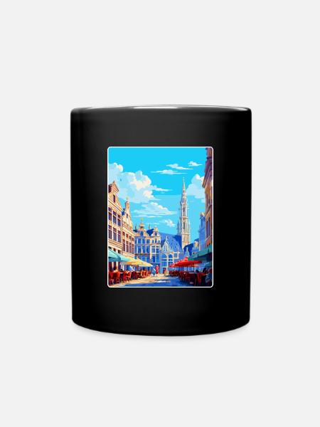Bruxelles Belgique Poster de voyage vintage souvenir - Mug uni - noir