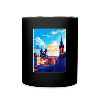 Prague Czech Republic Vintage Travel Poster WPA - Full Colour Mug - black - Front