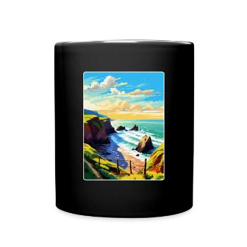 Hartland Quay Devon Vintage Travel Poster Souvenir - Full Colour Mug - black - Front