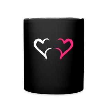 Herz in Rosa und Weiß - Tasse einfarbig - Schwarz - Vorne