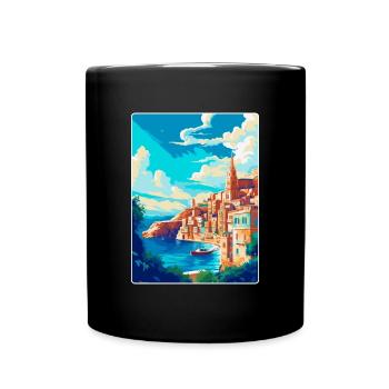 Valletta Malta Vintage Reiseplakat Souvenir WPA - Tasse einfarbig - Schwarz - Vorne