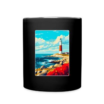 Portland Bill England Uk Reiseplakat Souvenir - Tasse einfarbig - Schwarz - Vorne