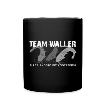 Wels angeln Waller fischen Team Waller - Tasse einfarbig - Schwarz - Vorne