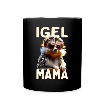 Igel Mama Mom Igelfrau Muttertag Igelmama Igel Mum - Tasse einfarbig - Schwarz - Vorne