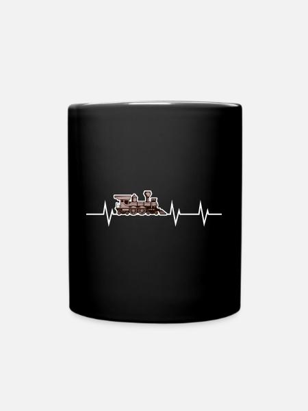 Dampflok Herzschlag - Tasse einfarbig - Schwarz