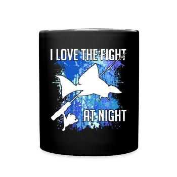Waller catfish silhouette canne à pêche et éclaboussures de couleur - Mug uni - noir - Devant