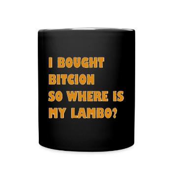 Krypto Meme: Wo ist mein Lambo? - Tasse einfarbig - Schwarz - Vorne