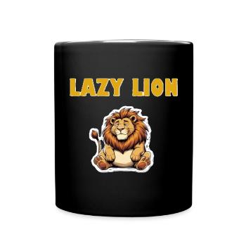 Dessin animé du Lion Paresseux - Mug uni - noir - Devant