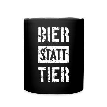 BIER STATT TIER - Tasse einfarbig - Schwarz - Vorne