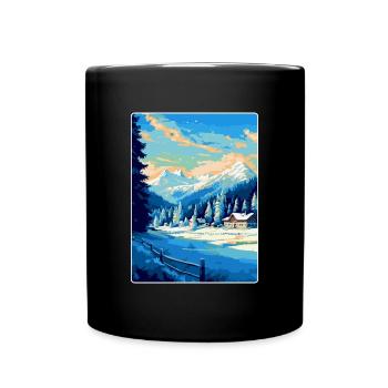 Kitzbuhel Austria Vintage Travel Poster Souvenir - Full Colour Mug - black - Front
