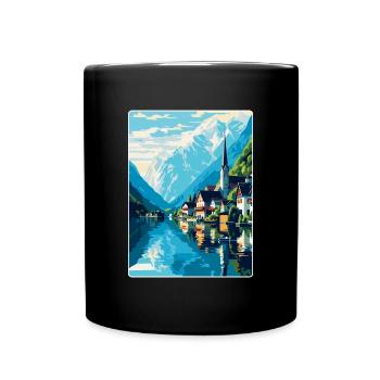 Hallstatt Lac Autriche Affiche de voyage vintage WPA - Mug uni - noir - Devant